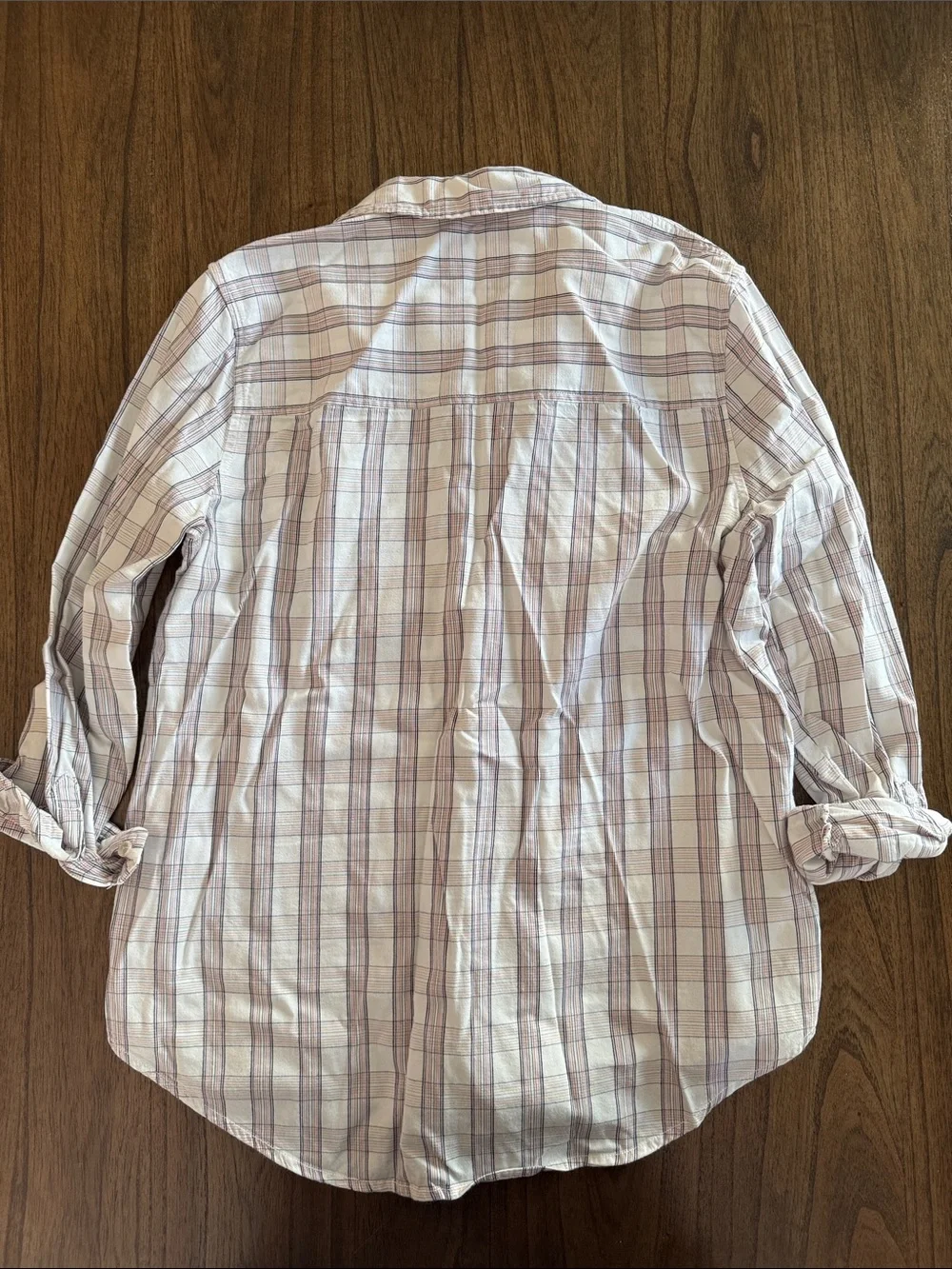 Universal Thread Cream Plaid Button-Up with Lavender Stripes - Picture 2 of 3